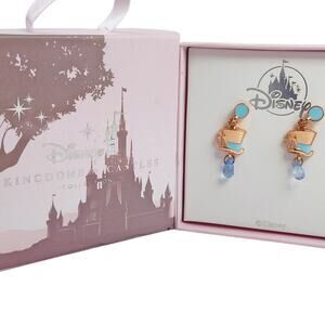 Disney Parks Mad Hatter Rose Gold Earrings Stud NIB RARE